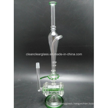 Artistic Green Glass Water Pipe Oil Rig Recycler Wholesale 14.5mm Joint